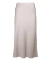 Brunello Cucinelli High-waist Satin Midi Skirt In Beige