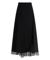 Brunello Cucinelli Silk A-line Midi Skirt In Black