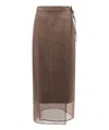 Brunello Cucinelli Cotton-blend Midi Skirt In Brown