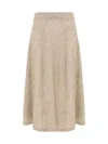 Brunello Cucinelli Fur Embellished Flare Skirt In Brown