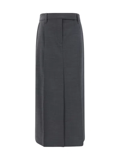 Brunello Cucinelli Long Pence Skirt Skirts In Gray