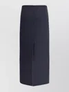 Brunello Cucinelli Midi Skirt In Virgin Wool With Back Slit In Brown