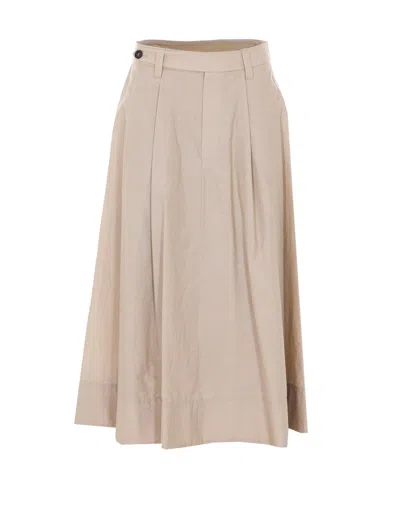 Brunello Cucinelli Midi Skirt In Nude