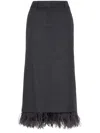 Brunello Cucinelli Virgin Wool Column Skirt With Detachable Feather Trim