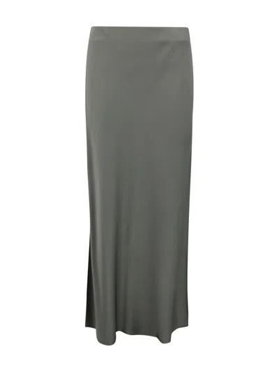 Brunello Cucinelli Midi Skirt With Side Slits In Gray
