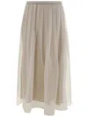 Brunello Cucinelli Long Skirt In Yellow Cream