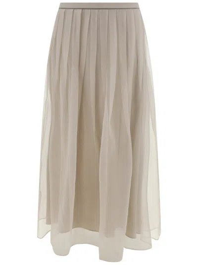 Brunello Cucinelli Tulle Skirt In Beige