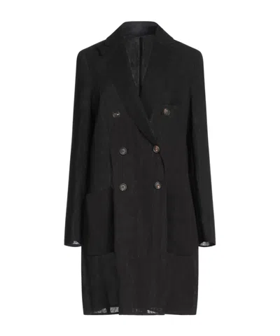 Brunello Cucinelli Mid-length Double-breasted Blazer In Black