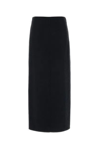 Brunello Cucinelli Midnight Blue Flannel Skirt In Black