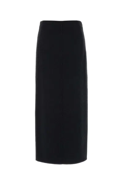 Brunello Cucinelli Women Midnight Blue Flannel Skirt In Black