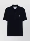 Brunello Cucinelli Midnight Polo Shirt With Buttoned Placket In Blue