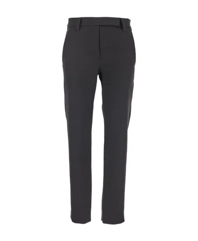 Brunello Cucinelli Mid-rise Cropped Tapered Trousers In Gray