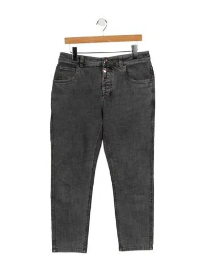 Pre-owned Brunello Cucinelli Mid-rise Straight Leg Jeans In Gray