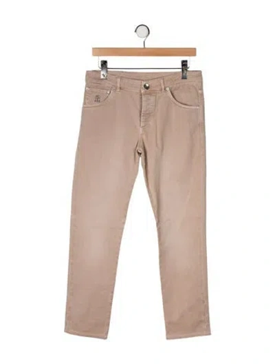 Pre-owned Brunello Cucinelli Mid-rise Straight Leg Jeans In Neutral
