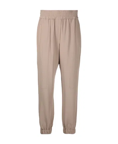 Brunello Cucinelli Mid-rise Tapered Trousers In Neutral