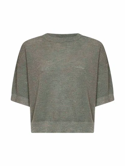 Brunello Cucinelli Military Sparkling Linen Sweater In Green