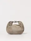 Brunello Cucinelli Brioche Hobo Bag In Suede With Precious Chain In Beige