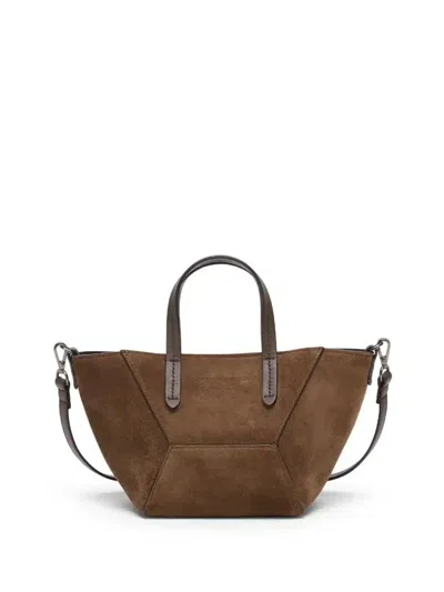 Brunello Cucinelli Mini Bc Duo Leather Cross Body Bag In Brown