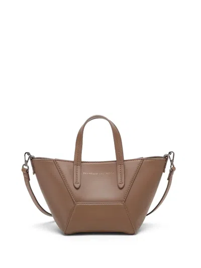 Brunello Cucinelli Mini Bc Duo Leather Tote Bag In Brown