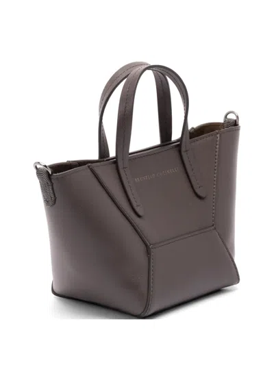 Brunello Cucinelli Mini Bc Duo Tote Bag In Brown