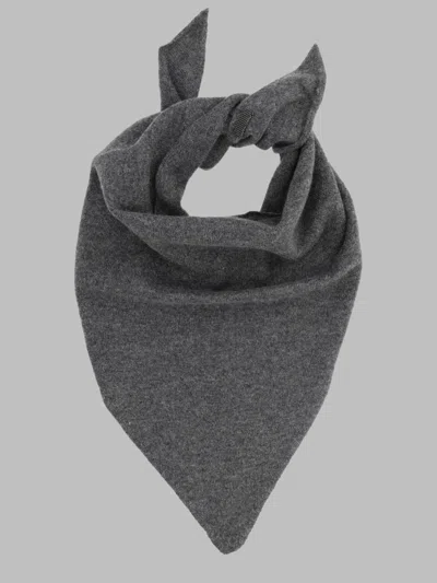 Brunello Cucinelli Mini Cashmere Foulard Scarf 60cm X 60cm With Monile In Gray