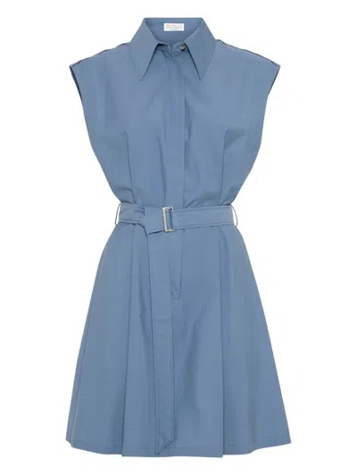BRUNELLO CUCINELLI MINI CHEMISIER DRESS WITH MONILI