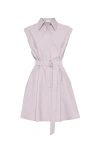 Brunello Cucinelli Mini Chemisier Dress With Monili In Lilac