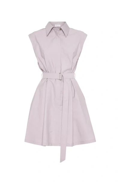 Brunello Cucinelli Mini Chemisier Dress With Monili In Lilac