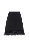 Brunello Cucinelli Black Cady Satin Dazzling Feather Insert Couture Mini Skirt In Black