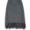 Brunello Cucinelli Feather-trim Wool-cashmere Flannel Mini Skirt In Dark Grey