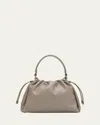 Brunello Cucinelli Mini Drawstring Lambskin Top-handle Bag In Stone