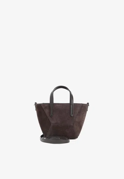Brunello Cucinelli Mini Duo Suede Shoulder Bag In Brown