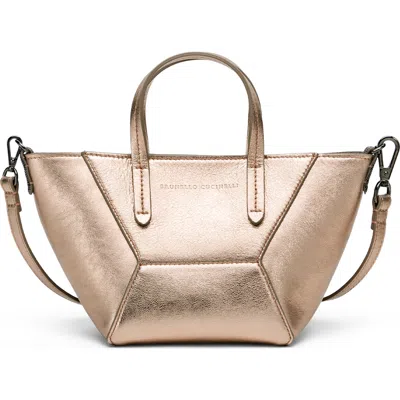 BRUNELLO CUCINELLI BRUNELLO CUCINELLI MINI LAMÉ CALFSKIN BC DUO BAG