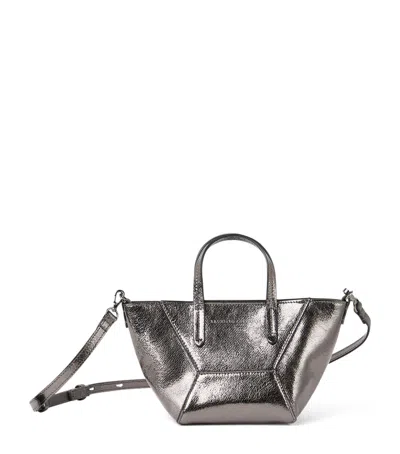 Brunello Cucinelli Mini Lamé Calfskin Bc Duo Top-handle Bag In Black