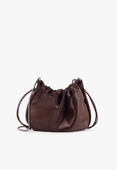 BRUNELLO CUCINELLI MINI MELLOW PONY SKIN BUCKET BAG