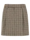 Brunello Cucinelli Checked Virgin Wool Flannel Miniskirt In Brown