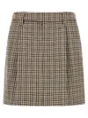 Brunello Cucinelli Checked Virgin Wool Flannel Miniskirt In Brown