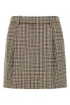 Brunello Cucinelli Checked Virgin Wool Flannel Miniskirt In Sand