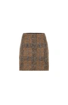 Brunello Cucinelli Mini Skirt With Prince Of Wales Embroidery In Brown