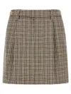 Brunello Cucinelli Checked Virgin Wool Flannel Miniskirt In Brown
