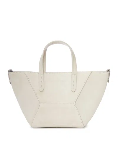 Brunello Cucinelli Mini Suede Bag With Shoulder Strap In White