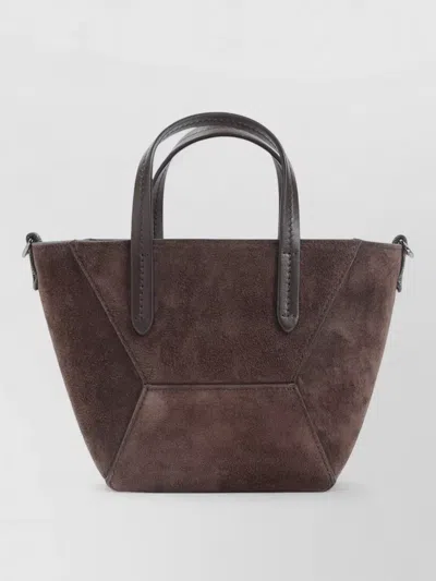 Brunello Cucinelli Mini Suede Tote Bag Top Handles Strap