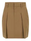 Brunello Cucinelli Pleated Skirt Featuring Side And Back Pockets In Brown