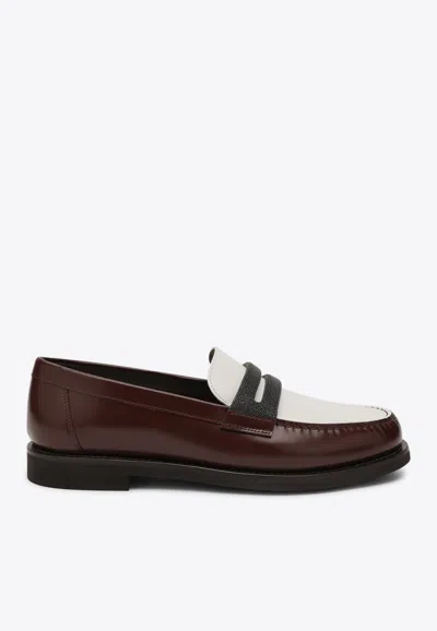 BRUNELLO CUCINELLI MINIMAL CALFSKIN PENNY LOAFERS