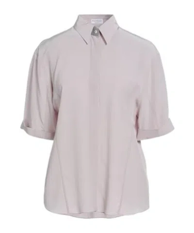 Brunello Cucinelli Minimal Chiffon Shirt In Pink