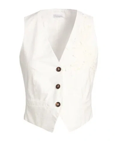 Brunello Cucinelli Minimal Solid Waistcoat In White