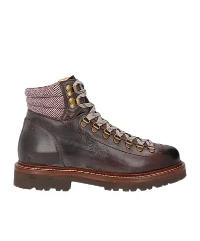 Brunello Cucinelli Minimalist Colorblock Hiking Boots In Brown
