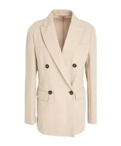 Brunello Cucinelli Minimalist Double-breasted Blazer In Gray