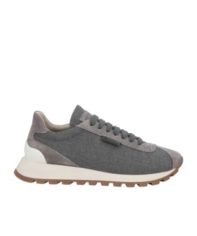 Brunello Cucinelli Minimalist Low-top Casual Shoes In Gray
