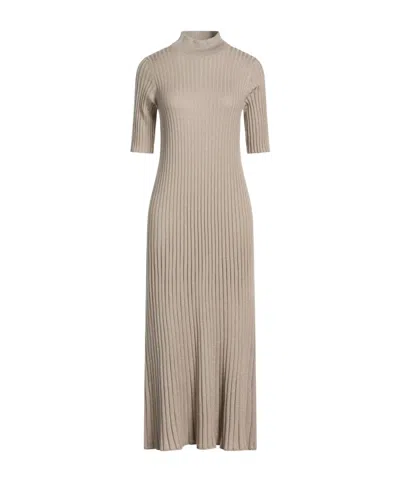 Brunello Cucinelli Minimalist Metallic Knit Dress In Neutral